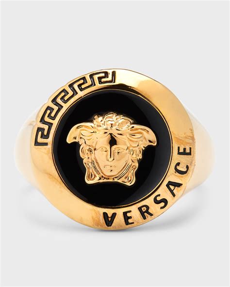 Versace Men's Enamel Medusa Signet Ring 